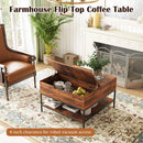 Rustic Flip Top Coffee Table With Hidden Storage - Black / Brown by HouseOfZazla