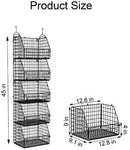 Stackable Wire Storage Baskets for Kitchen Closet Pantry, Hanging Closet Organizers Storage Shelves Organization, Wall Mount Metal Basket Bins, Clothing Vegetable & Fruit Organizer 5 pcs by CozyNest Decor