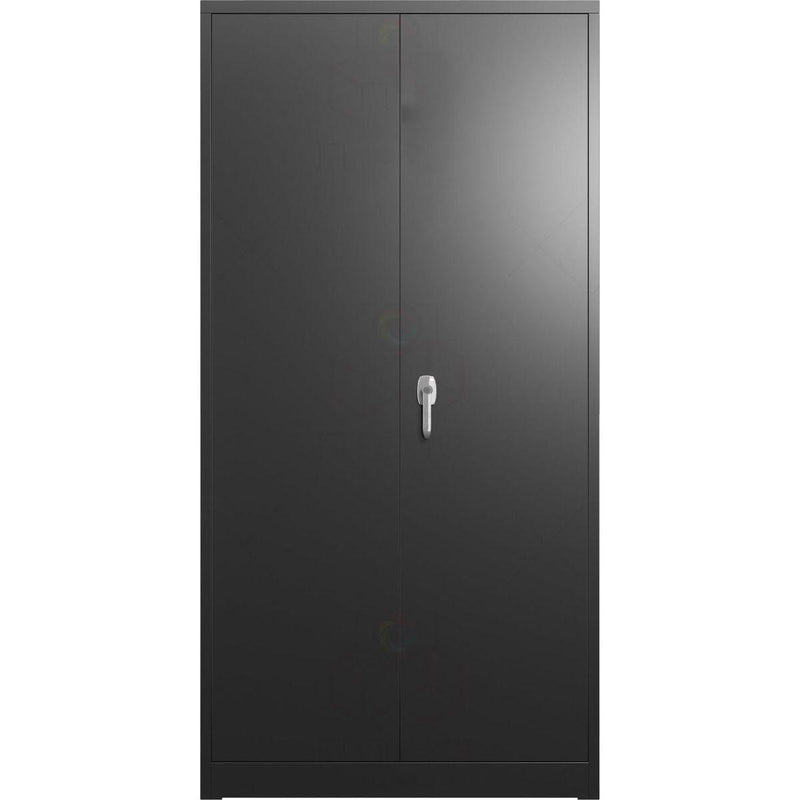 71" Black Tool Steel Locking Cabinet with Doors and 4 Shelves