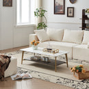 Coffee Table Rectangular Center Table For Living Room Open Space Side Table With Metal Frame - Golden / White by HouseOfZazla