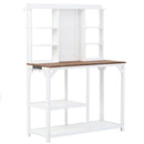 64.6" Large Outdoor Potting Bench, Garden Potting Table, Wood Workstation with 6-Tier Shelves, Large Tabletop and Side Hook for Mudroom, Backyard,White