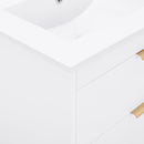 24" Floating Wall Mounted Bathroom Vanity with White Porcelain Sink and Soft Close Doors