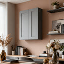 Gray Shaker Solid Wood Wall Cabinet with Soft-Close Doors by HouseOfZazla
