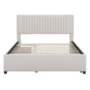 Upholstered Platform Bed With Drawers, Classic Headboard Design by Unique Piece Furniture