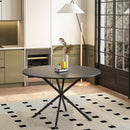 47.24" Modern Cross Leg Round Dining Table, Black Top Occasional Table, Two Piece Removable Top, Matte Finish Iron Legs