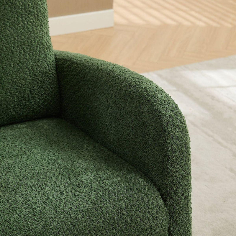 25.4"W Rocking Chair for Nursery, High Back Glider Chair with Retractable Footrest, Side Pocket, Rocking Accent Armchair with Rubber Wood Legs for Living Room/Bedroom.Green