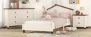 3-Pieces Bedroom Sets Twin Size Platform Bed with Nightstand and Storage dresser, Cream+Walnut