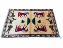 4x6 Rug Handmade Zagros Quality Wool Horses Tribal Hand-Knotted Rug Veggie Dye