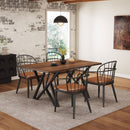 5 Piece Industrial Style Indoor Upholstered Dining Set With Metal Legs - Brown by HouseOfZazla