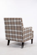 Upholstered Accent Chair with Brown Linen Fabric and Nailhead Trim by HouseOfZazla