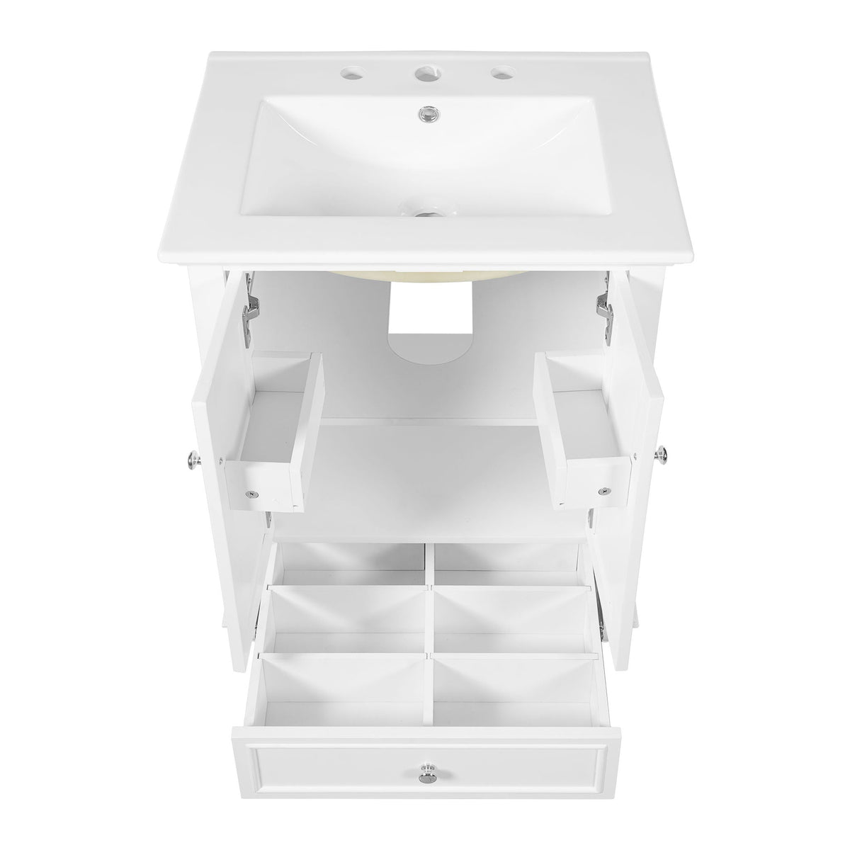 Modern Bathroom Vanity With Sink, Cabinet With Drawer And Dividers, Rectangular Storage Unit, photo 9 of 40