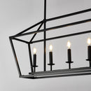 5 Light Farmhouse Kitchen Island Lighting, 5 Light Industrial Linear Chandelier For Dining Room Metal Hanging Pendant Light Fixture For Bedroom Living Room Hallway Conference Room - Matte Black by HouseOfZazla