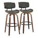 Lombardi - Mid-Century Modern Fixed Height Barstool With Swivel With Round Footrest (Set of 2) by HouseOfZazla