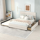 Queen Platform Bed With Twin Trundle And 2 Storage Drawers - Beige by HouseOfZazla