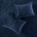 3 Piece Velvet Quilt Set Navy King/Cal King