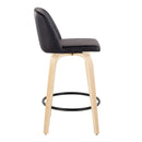 Toriano - Contemporary Modern Fixed Height Counter Stool Swivel With Round Footrest (Set of 2) by HouseOfZazla