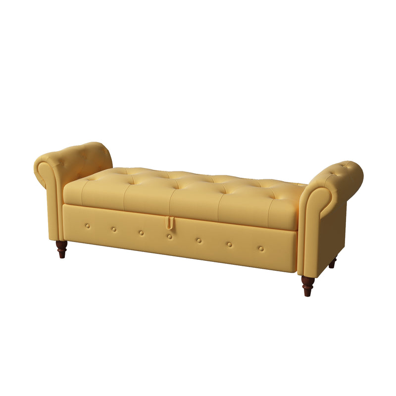 63" Bed Bench Yellow Fabric