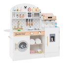 3-IN-1 Kids Furniture: Kids Table Chairs Set + Bookshelf + White Play Kitchen Sets by LJGDeals