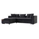 Modern L Shaped Sectional Sofa With Upholstery And Wooden Storage by HouseOfZazla