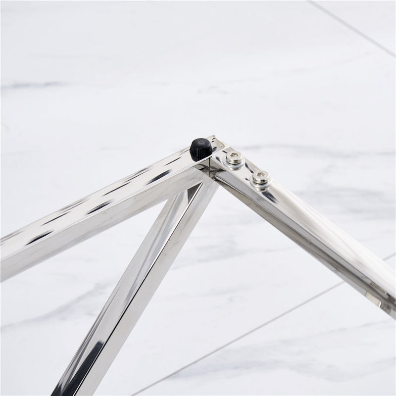 3 Pieces Silver Square Nesting Glass End Tables (X shape frame)- Small Coffee Table Set- Stainless Steel Small Coffee Tables with Clear Tempered Glass- 18" Modern Minimalist Side Table for Living Room