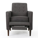 Macedonia - Mid Century Modern Button Tufted Fabric Recliner - Slate by HouseOfZazla