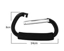 Large Stroller Hooks for Mommy, 2 pcs Carabiner Stroller Hook Organizer for Hanging Purses, Diaper Bag, Shopping Bags. Clip Fits Single/Twin Travel Systems, Car Seats (Black+Rose) by TinyTreasures Baby Boutique