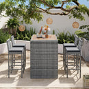 GO 5-Pieces Outdoor Patio Wicker Bar Set
