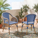 Outdoor Bistro Chairs Set of 2 with Aluminum Frame and PP Rattan by HouseOfZazla