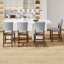 Set of 4 Mid-Century Modern Linen Upholstered Bar Stools