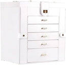 Kendal Extra Large Jewelry Box Jewelry Case PU Leather 6 Tier 5 Drawers Large Storage Capacity with Mirror Jewelry Storage Organizer Great Gift Also Good For Watches LJC-SHD5CM(White) by TinyTreasures Baby Boutique