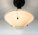 1930’s Peach Frosted Art Deco Suspended Chandelier Ceiling Light