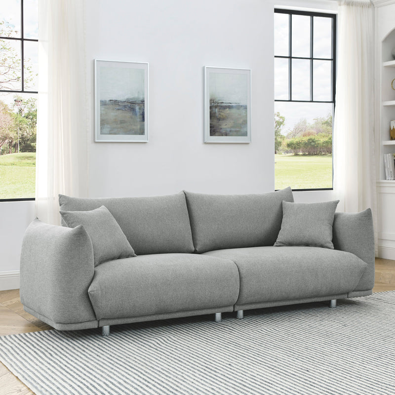 90.5" Modern Couch for Living Room Sofa, Solid Wood Frame and Stable Metal Legs, 2 Pillows, Sofa Furniture for Apartment