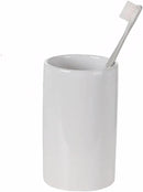 White Ceramic Toothbrush Holder, Tumbler Cups Reusable Toothbrush Mouthwash Cup,Makeup Brush Holder, Bathroom Counter Organizer(300ml) by CozyNest Decor