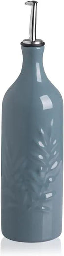 Sweejar Large Ceramic Olive Oil Dispenser Bottle, 24 Oz Relief Opaque Oil Cruet Protects Oil To Reduce Oxidation, Storage Vinegar, Soy Sauce, Coffee Syrup, Liquids, Set of 1 (Fog blue) by CozyNest Decor
