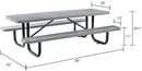Global Industrial 8’L Rectangular Picnic Table, Expanded Metal, Gray Thermoplastic Coating, Attached Benches, 1-1/2” Umbrella Pole Hole, Outdoor-Rated, 1000 lb Capacity, 96” x 30” Tabletop by GreenHaven Gardens