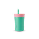 Owala Kids Insulation Stainless Steel Tumbler with Spill Resistant Flexible Straw, Easy to Clean, Kids Water Bottle, Great for Travel, Dishwasher Safe, 12 Oz, Pink and Teal (Real Cool Fish) by TinyTreasures Baby Boutique