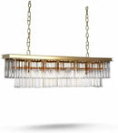 L39.4 W10.2 Gold Rectangle Modern Crystal Chandeliers Lighting Pendant Ceiling Lights Fixture Lamp for Dining Living Room by CozyNest Decor