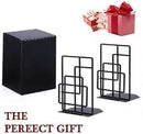 SRIWATANA Book Ends Heavy Duty, Decorative Black Bookends for Shelves, Window Lattice Design by CozyNest Decor