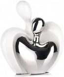 XMGZQ White and Silver Ceramic Couple Figurines Home Decor,Wedding Engagement Romantic Gift for Husband Wife,Large Male and Female Love Statue Valentine's Day Birthday,Abstract Hugging Couple by CozyNest Decor