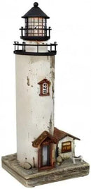 Linfevisi Wood Lighthouse Decor Rustic LED Light House Decor Wooden Decorative Nautical Lighthouse Statue Coastal Beach Themed Lighthouse Handcrafted Tabletop Decoration Home Bathroom (12") by CozyNest Decor