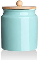 Sweejar Ceramic Kitchen Canisters, 28 FLOZ Porcelain Food Storage Jar with Airtight Seal Wooden Lid, Home Container Serving for Coffee Beans, Tea-leave, Sugar, Salt, Tool Bucket (Turquoise) by CozyNest Decor