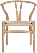 Wishbone Chair Natural Solid Wood Dining Chair/Hans Wegner Y Chair Rattan and Wood Accent Armrest Chairs - Ash Wood Chairs (Ash Wood + Natural Color) by CozyNest Decor