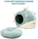 Lcybem Cat Beds for Indoor Cats - Cat Bed Cave with Removable Washable Cushioned Pillow, Calming Cozy Soft Cat Cave, Cute Friendly Dolphin Cat Houses for Indoor Cats No Deformation Pet Bed, L by CozyNest Decor