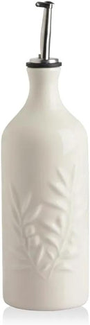 Sweejar Ceramic Olive Oil Dispenser Bottle, 20 Oz Relief Opaque Oil Cruet Protects Oil To Reduce Oxidation, Suitable for Storage Oil, Vinegar, Soy Sauce, Coffee Syrup, Liquids, Set of 1 (Beige) by CozyNest Decor