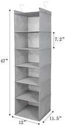 MAX Houser 6 Tier Shelf Hanging Closet Organizer, Closet Hanging Shelf with 2 Sturdy Hooks for Storage,2 Pack, Foldable (Light Grey) by CozyNest Decor