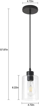 Modern Black Farmhouse Clear Glass Cylinder Pendant Light Fixture,Island Lights for Kitchen,Mini Pendant Lighting for Kitchen Island Decor - 4.75 Inch Shade, 2-58 Inch Cord(1 Pack) by CozyNest Decor