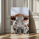 Texas Longhorn Wall Art Canvas Print – Spotted Horned Cattle