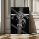 Texas Longhorn Wall Art Canvas Print – Monochrome Horned