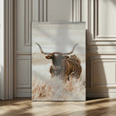 Texas Longhorn Wall Art Canvas Print – Brown Horned Bull