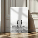 Minimal Ocean Wall Art Canvas Print – Framed Monochrome